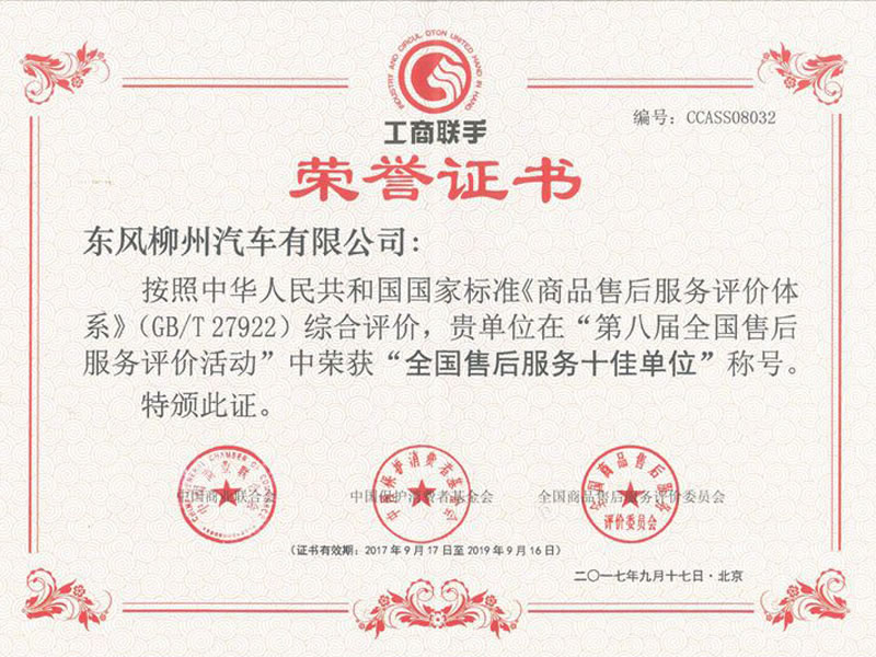 全国售后服务十佳单元
